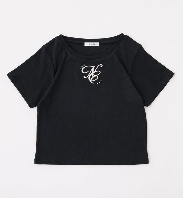  「ストーン付ワンポイント刺繍ロゴTee」|プルオーバー|