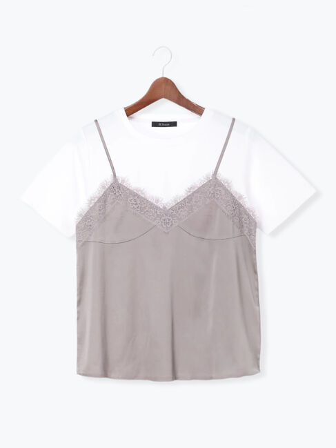 Te chichi「サテンキャミドッキングTシャツ」|Tシャツ・カットソー|ホワイト