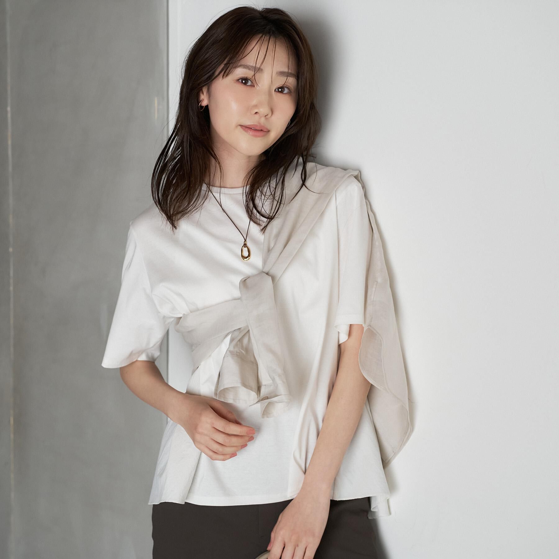 UNTITLED「【洗える/Tシャツ】異素材ドッキングプルオーバー」|Tシャツ・カットソー|オフホワイト(003