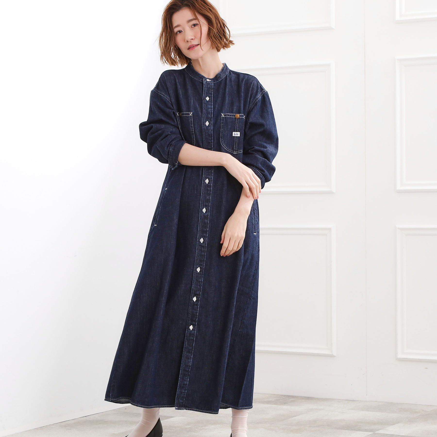 grove「【Lee&times;grove別注】LOCO FLARE DRESS」|ワンピース|ネイビー(094)