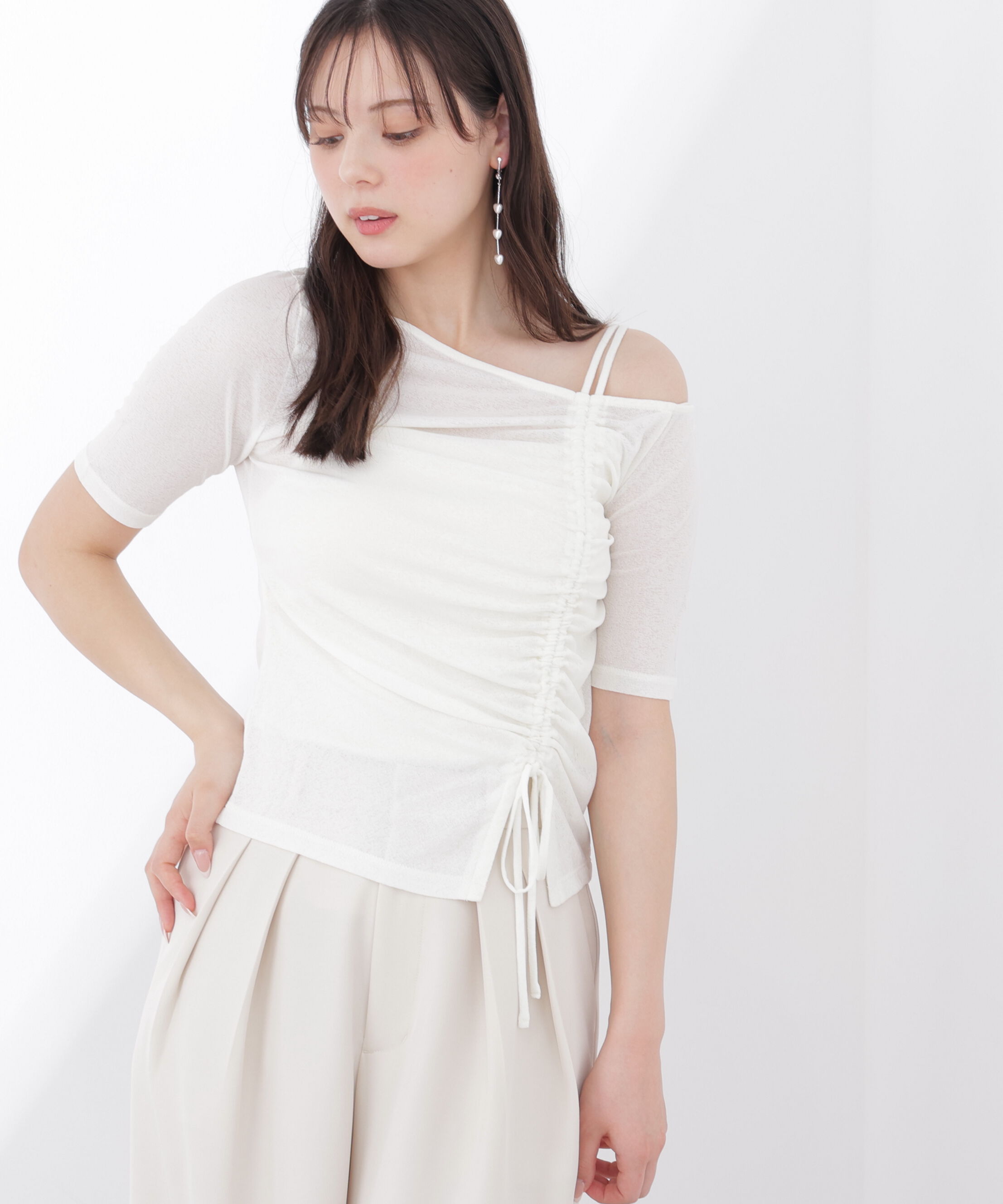 PROPORTION BODY DRESSING「〈a/mie〉アシメドロストカットソー26SS」|Tシャツ・カットソー|