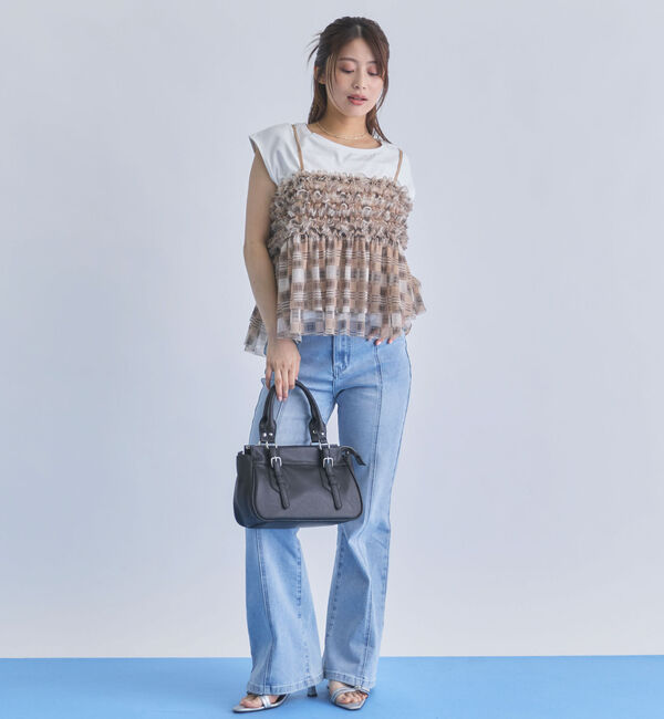 archives「チェックフリルチュールビスチェ&times;フレンチＴＥＥ　ＳＥＴ」|カーディガン|