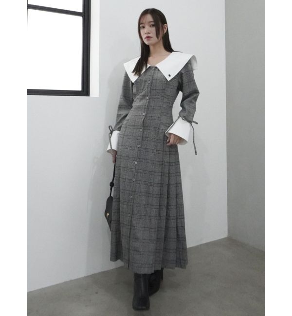 dazzlin「【POLO BCS コラボ】ビッグカラーサイドプリーツワンピース」|ワンピース|