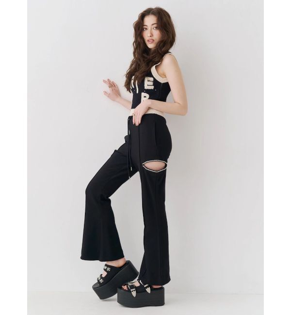 EVRIS「ビジューカッティングスウェットフレアパンツ」|その他|
