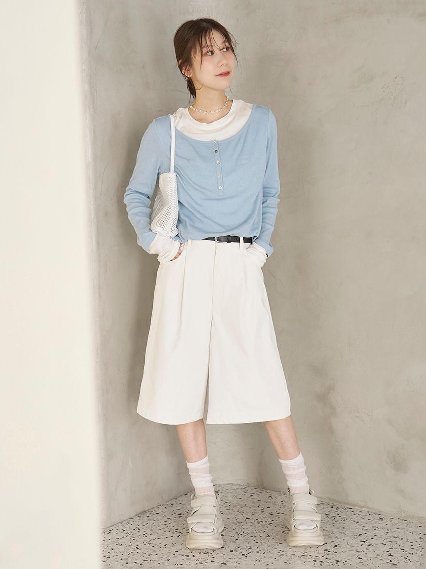 emmi atelier「【emmi&times;PlaxTM】レイヤードデザインヘンリーネックカットソー」|Tシャツ・カットソー|