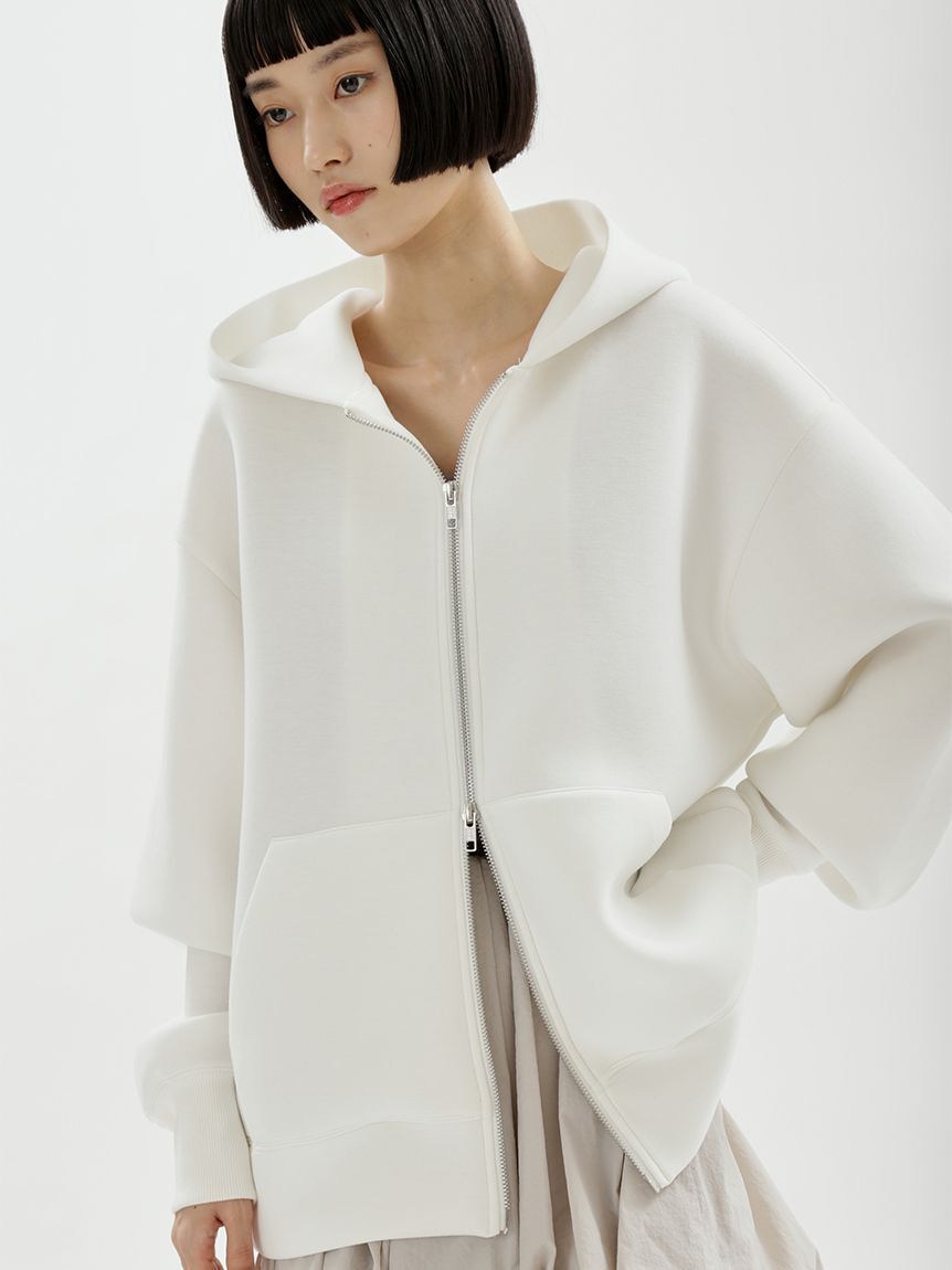 emmi atelier「ジップアップダンボールフーディー」|パーカー|WHT