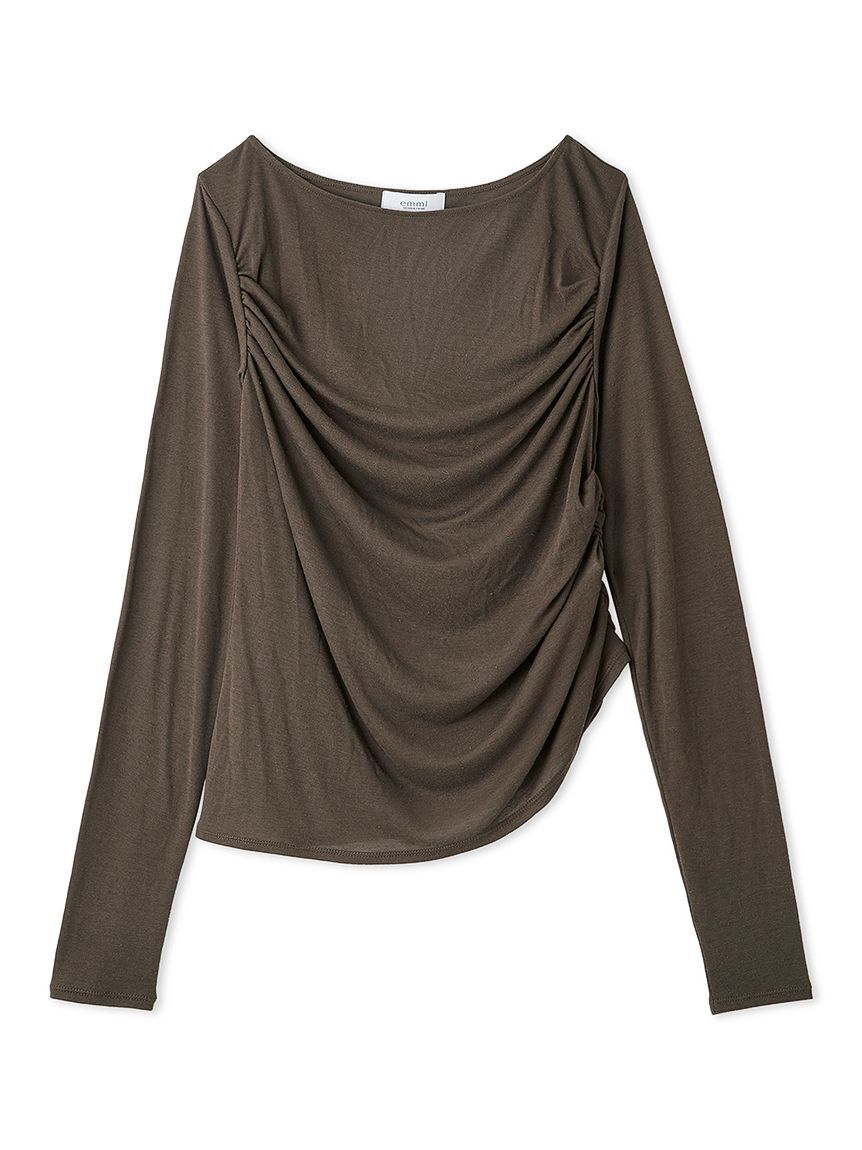 emmi atelier「アシンメトリードレープカットソー」|Tシャツ・カットソー|