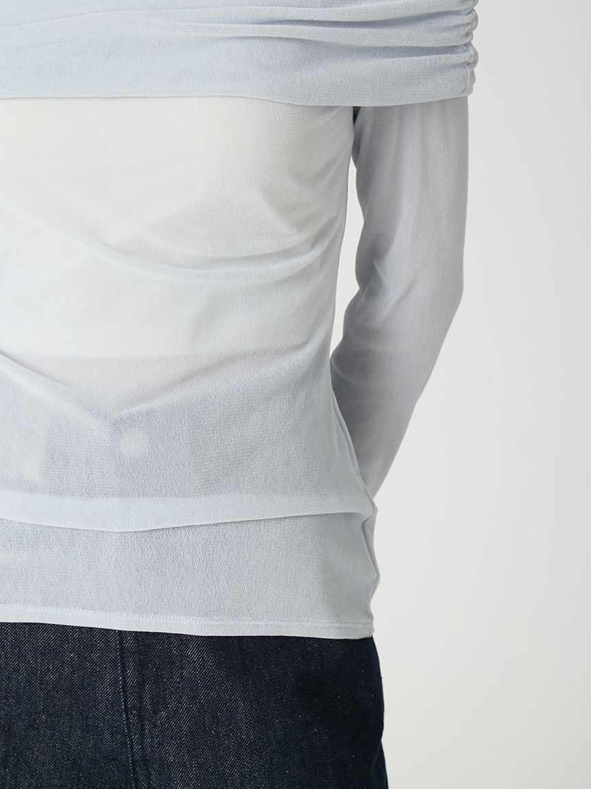 FRAY I.D「【ウォッシャブル】オフショルフロッキーチュールトップス」|Tシャツ・カットソー|
