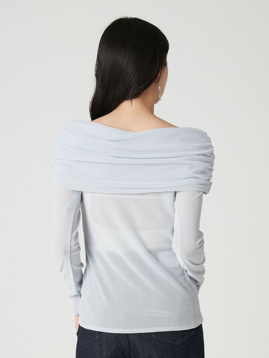 FRAY I.D「【ウォッシャブル】オフショルフロッキーチュールトップス」|Tシャツ・カットソー|