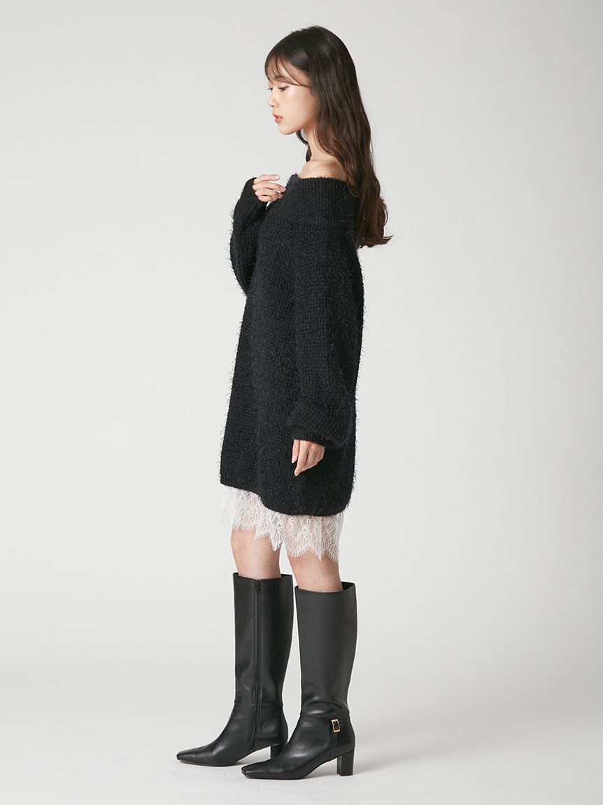 FRAY I.D「【WEB限定】レースレイヤードニットミニワンピース」|ワンピース|