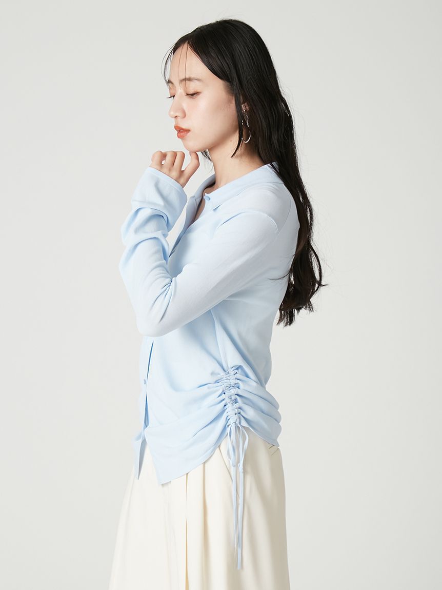 FRAY I.D「【ウォッシャブル・接触冷感】ドロストデザインニットシャツ」|シャツ・ブラウス|