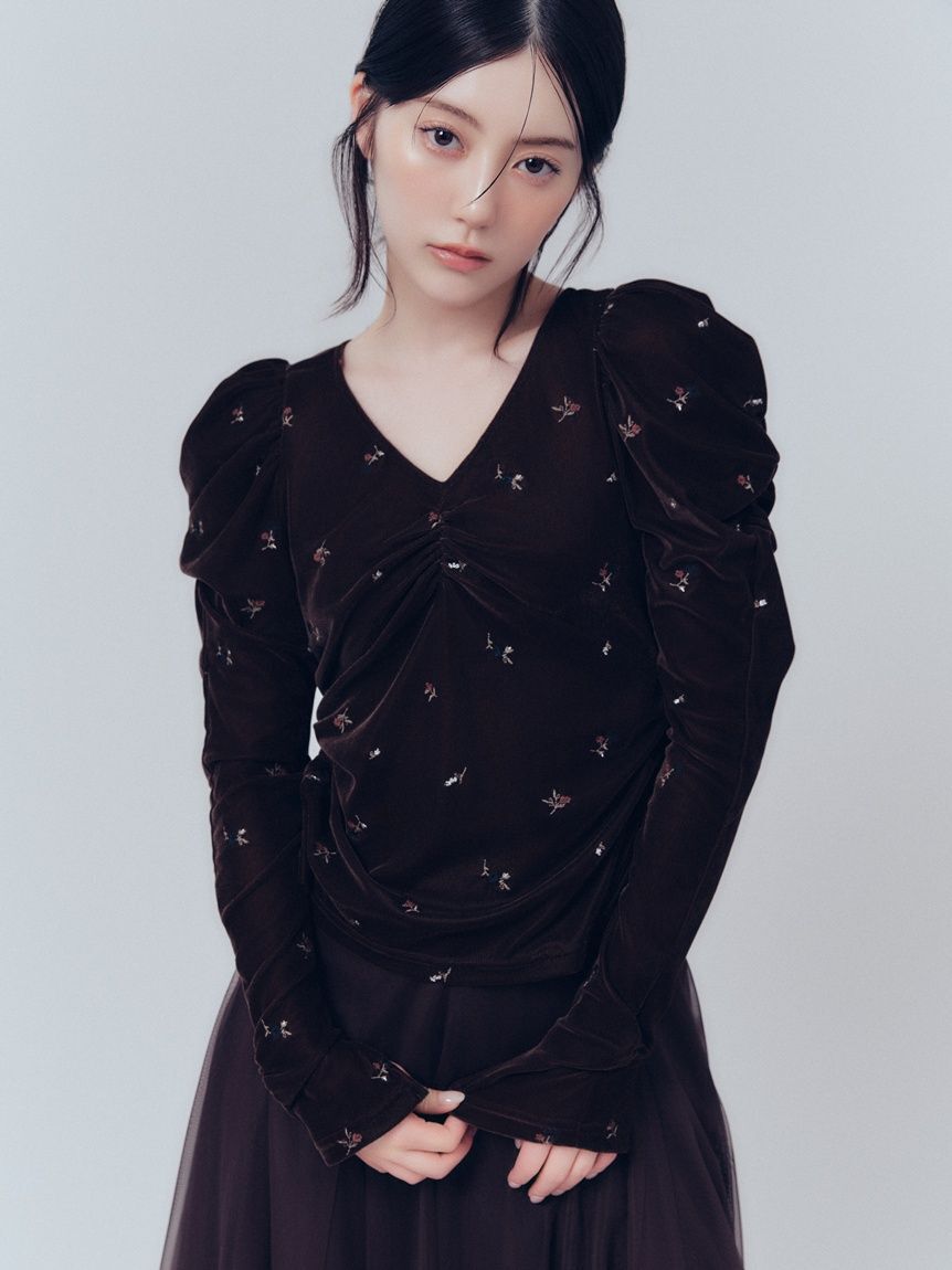 FRAY I.D「エンブロイダリーベロアパフスリーブブラウス」|シャツ・ブラウス|BRW