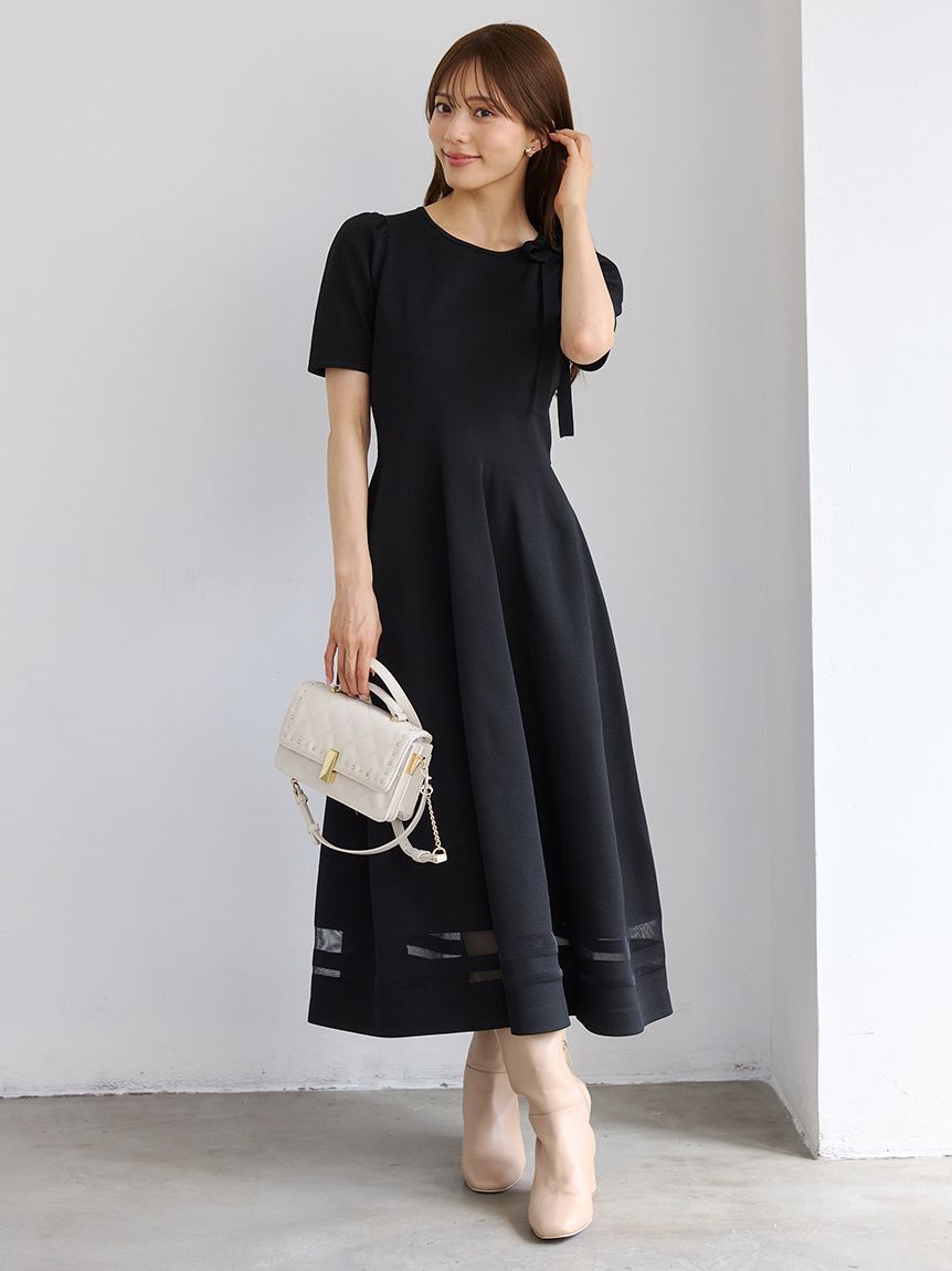 CELFORD「ネックリボンホールガーメントワンピース」|ワンピース|BLK