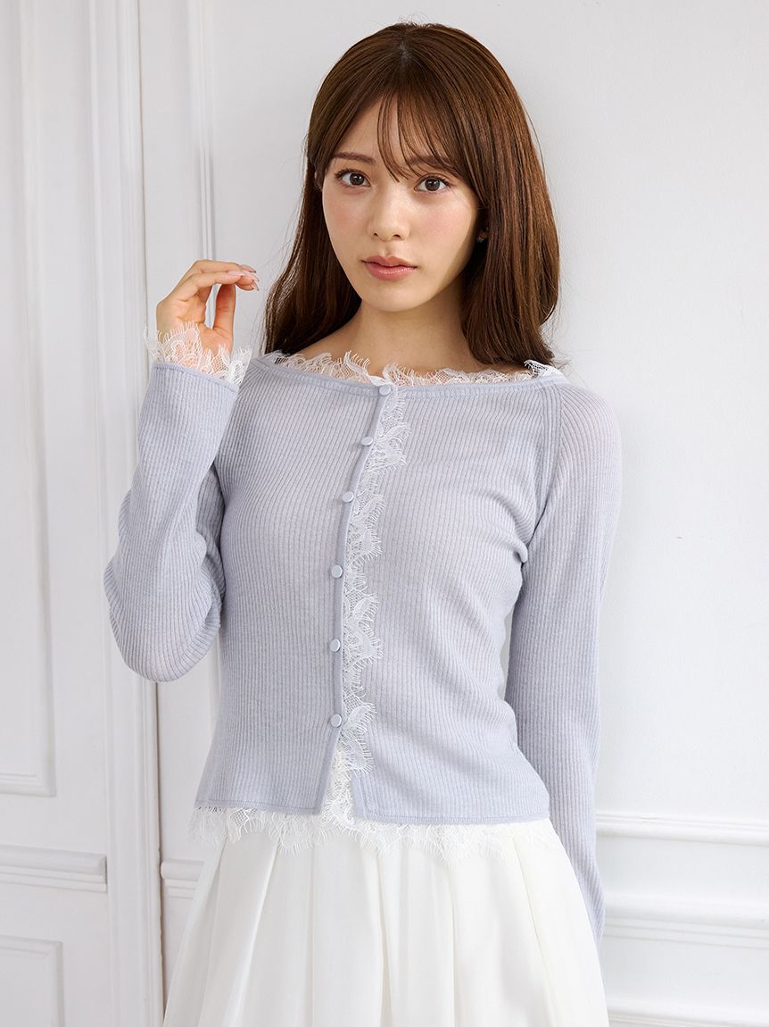 CELFORD「【WEB限定カラー】レーストリムニットプルオーバー」|ニット・セーター|GRY