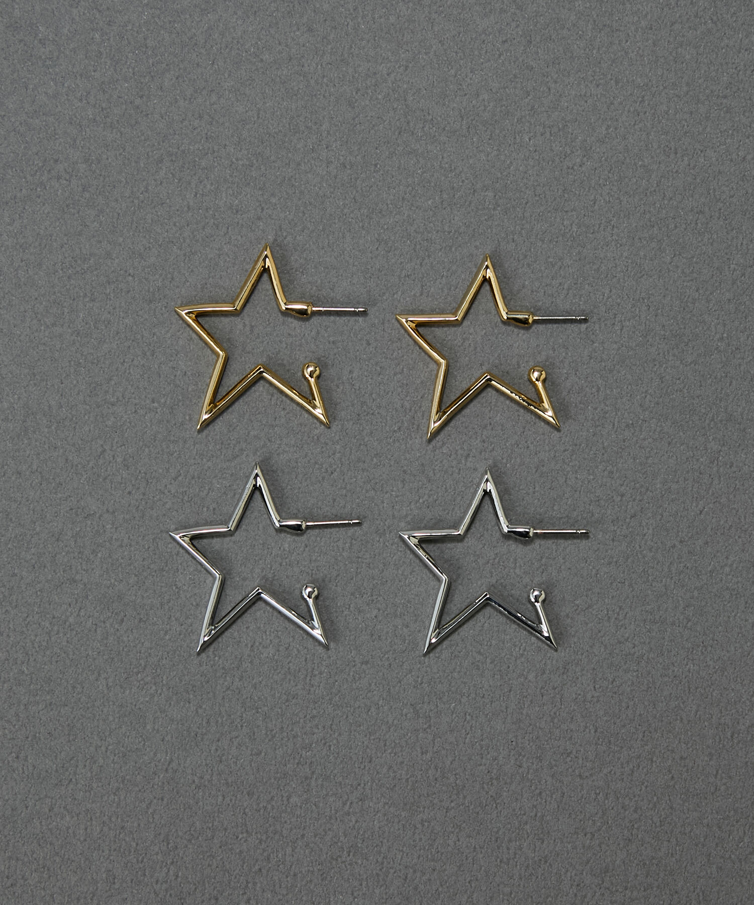 Phoebe「【金属アレルギー対応】スターフープピアス　シルバー/ニッケルフリー」|ピアス|