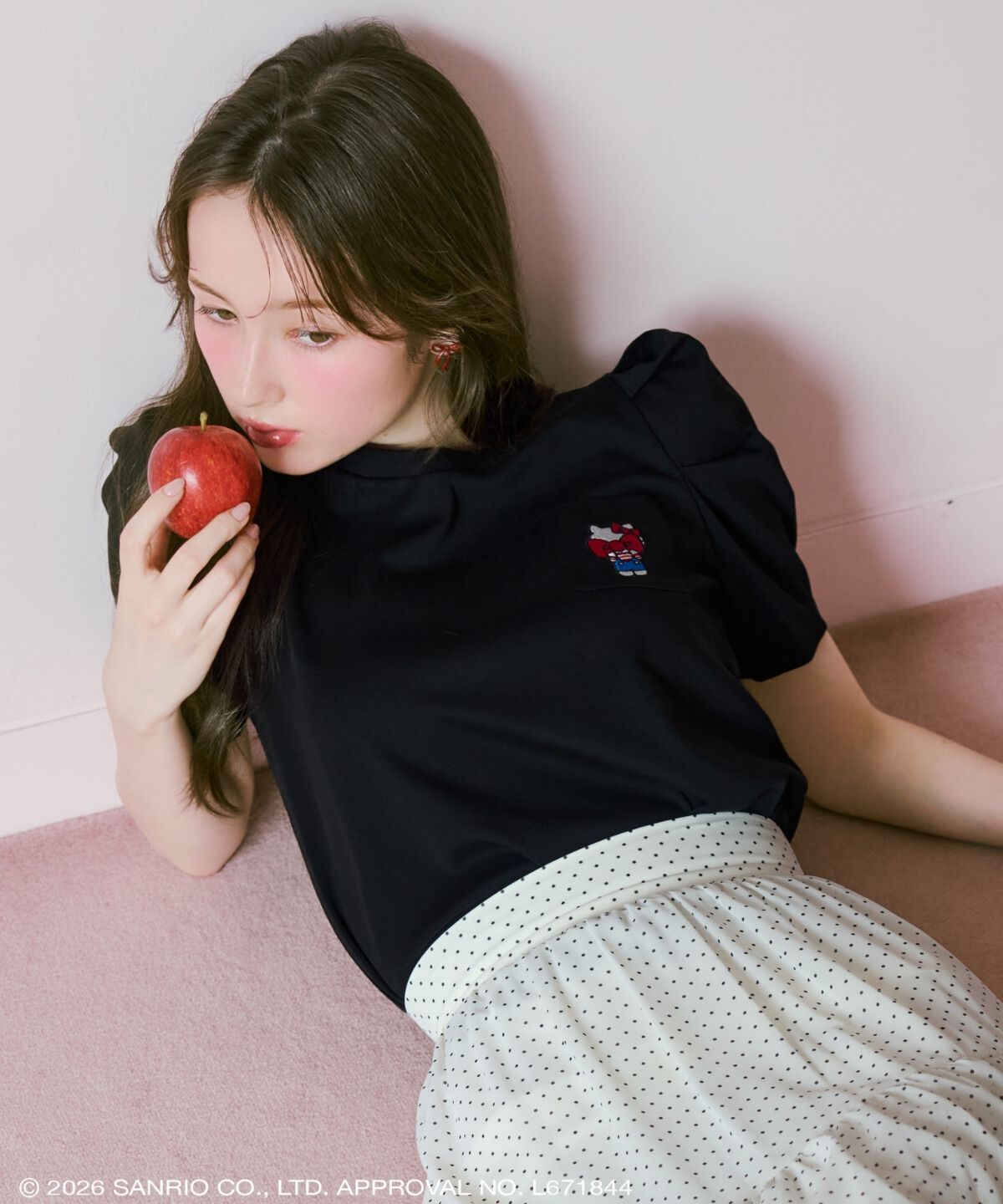 WILLSELECTION「WILLSELECTION&times;HELLO KITTY 刺繍カットトップス」|Tシャツ・カットソー|黒系その他