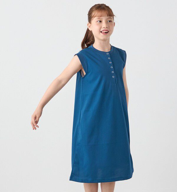 SHIPS any「SHIPS any: ヘンリーネック ノースリーブ Tシャツ ワンピース<KIDS>」|ワンピース|