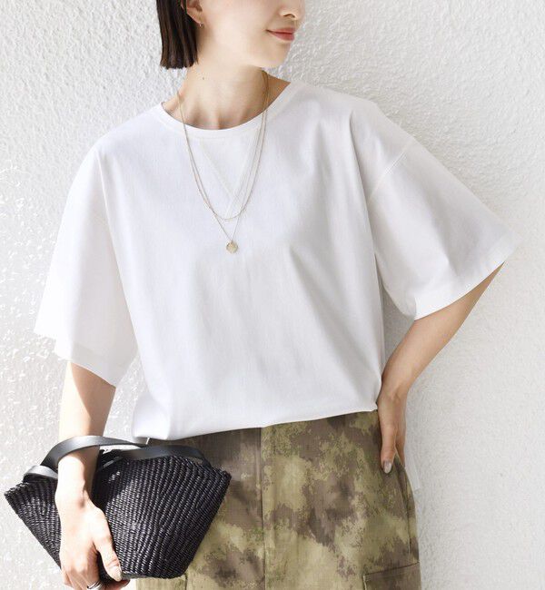 SHIPS for women「〈接触冷感/UVカット〉ガゼット デザイン ワイド スリーブ TEE」|Tシャツ・カットソー|オフホワイト