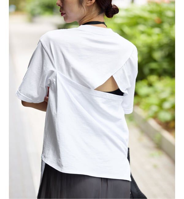 IENA「FOLKIN' VIOLETTE ROOM BACK OPEN TEE Tシャツ FVR26411」|Tシャツ・カットソー|