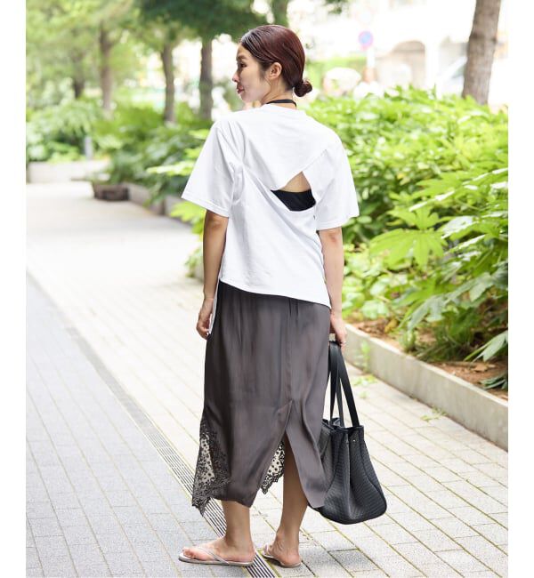 IENA「FOLKIN' VIOLETTE ROOM BACK OPEN TEE Tシャツ FVR26411」|Tシャツ・カットソー|