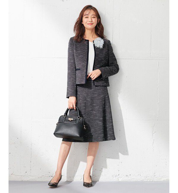 ANY SIS「【セットアップ対応】リップルボーダー ノーカラー ジャケット」|ノーカラージャケット|