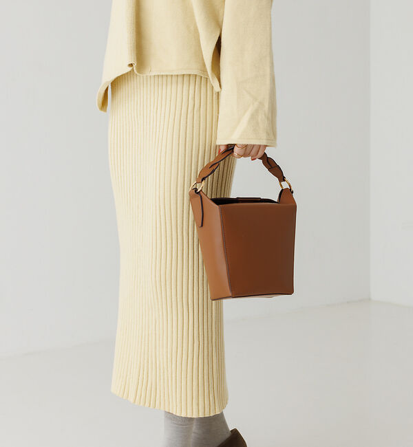 LOWELL things「【GISELe掲載】Macheri/レザーBOX型ハンドショルダーBAG」|ハンドバッグ|ブラウン