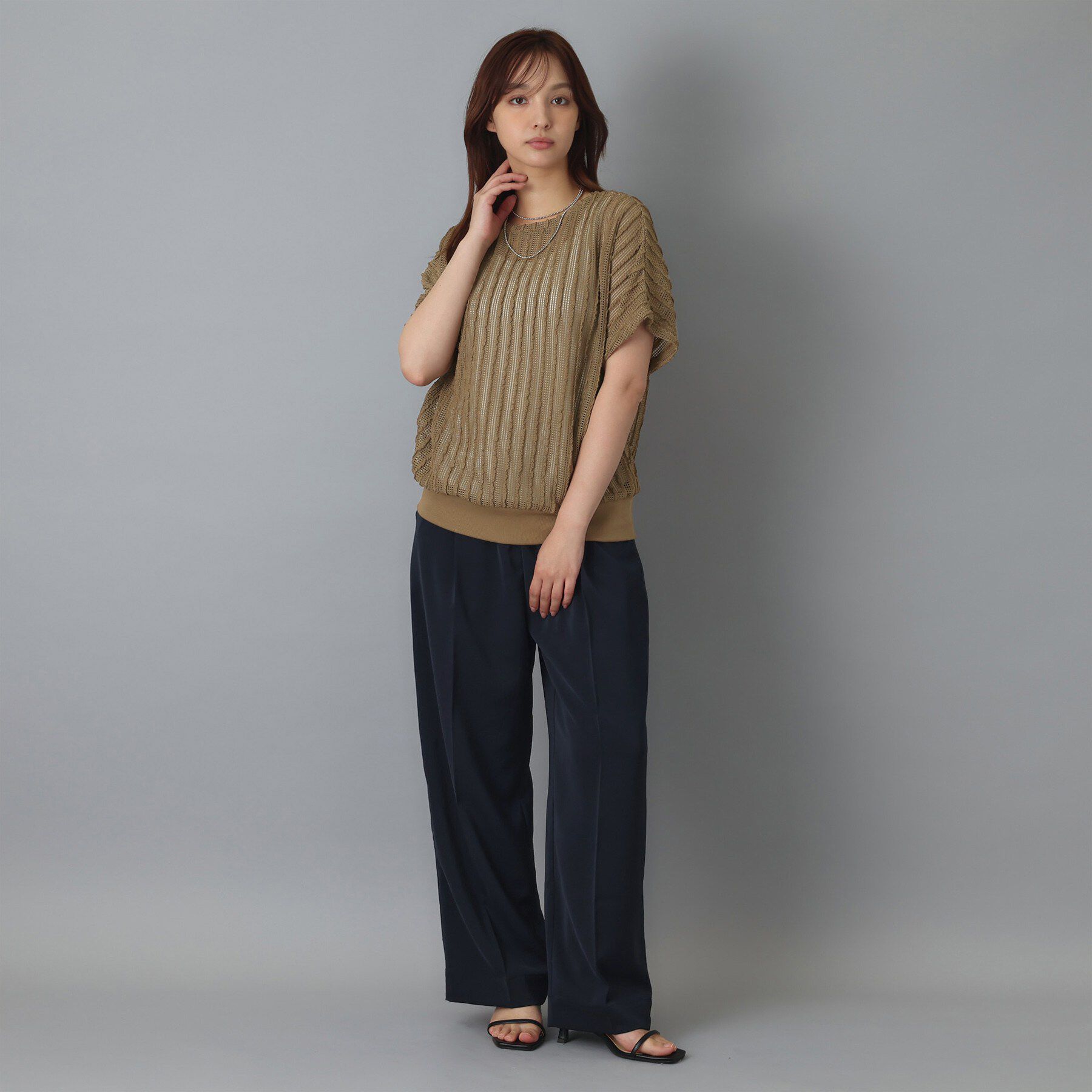 DRESSTERIOR「【体系カバー/日除け】ドルマンスリーブ シアーメッシュプルオーバー」|Tシャツ・カットソー|