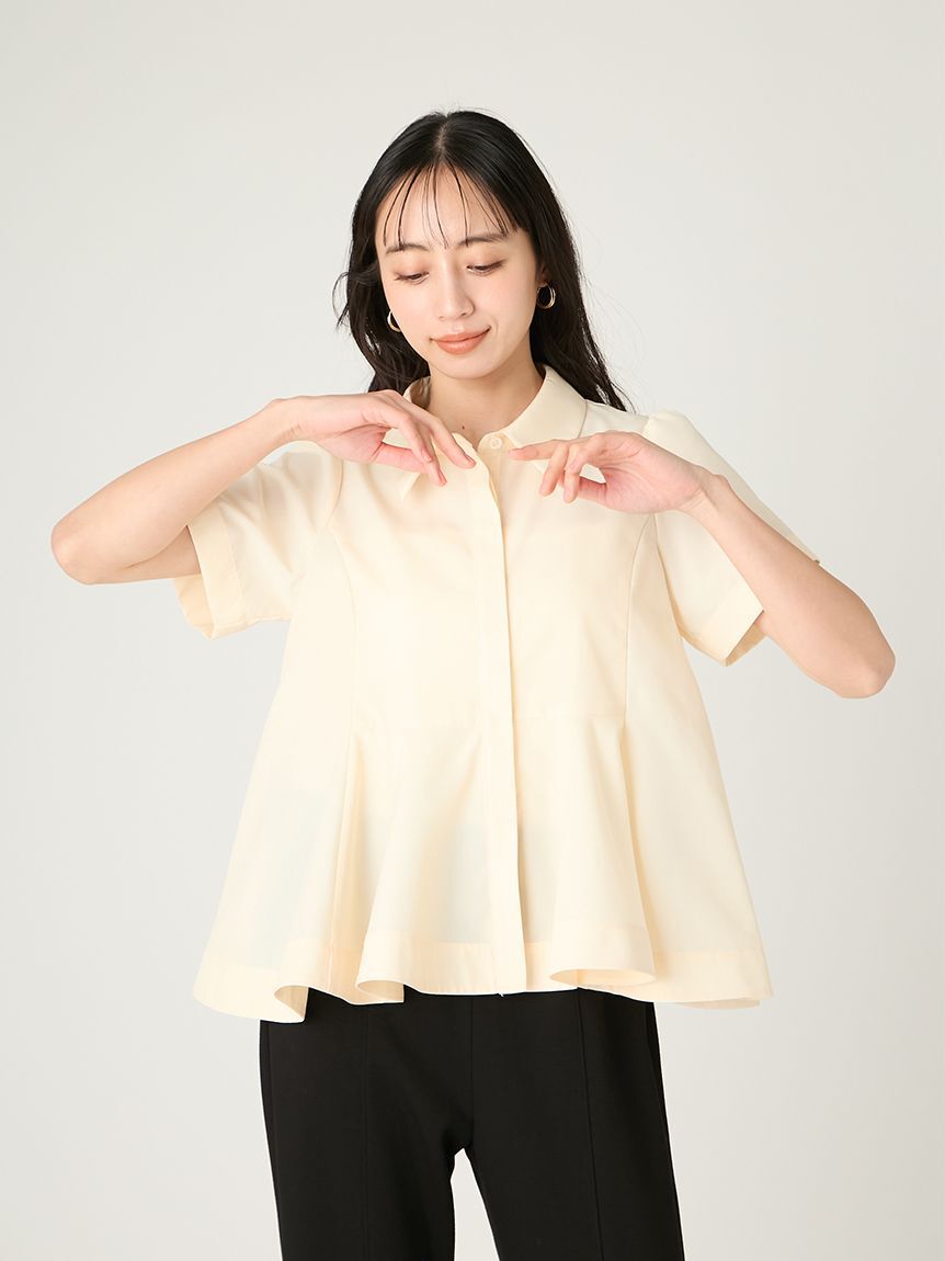 FRAY I.D「【LUMISHADE】ペプラムシャツ／ウォッシャブル・UVカット・防シワ・接触冷感」|シャツ・ブラウス|