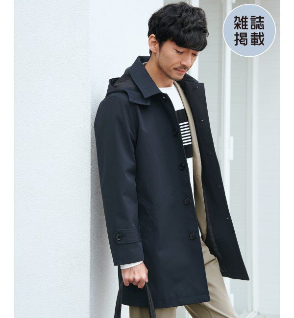 IKKA LOUNGE「【雑誌MonoMax4月号掲載】撥水ピケフードステンカラーコート」|その他|ネイビーブルー