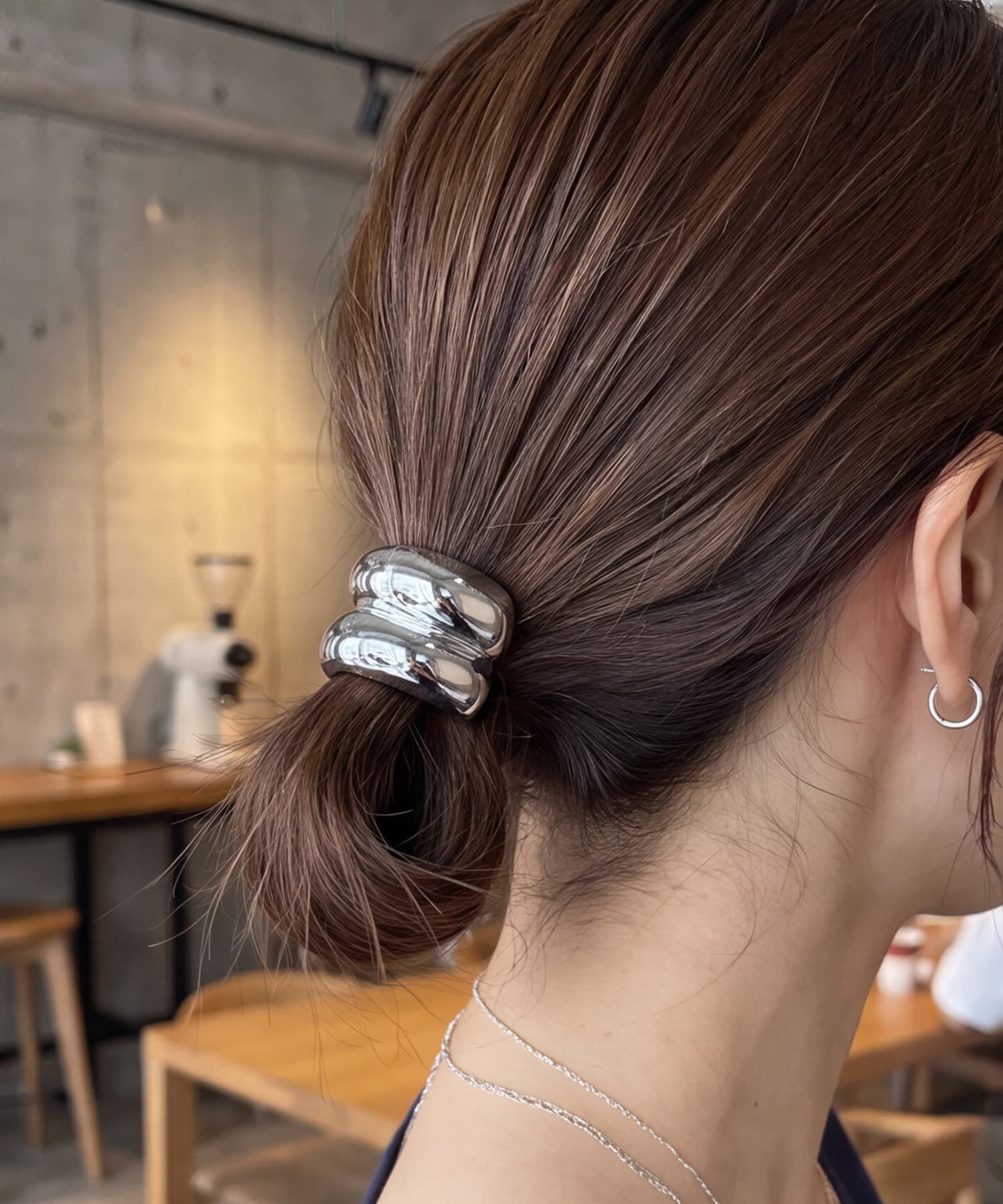 STYLE DELI「【DELI by】ニュアンスカーブ ダブルメタルヘアゴム」|ヘアゴム・シュシュ|シルバー