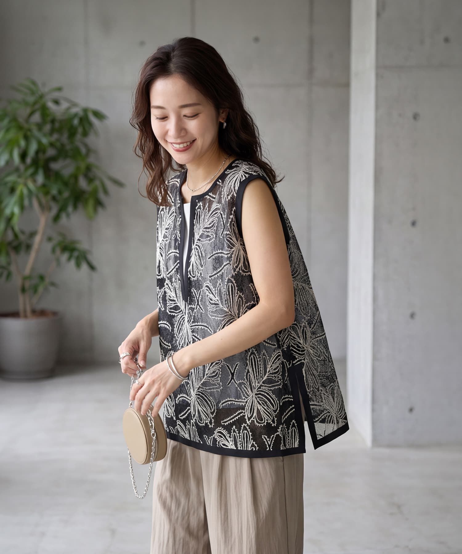 STYLE DELI「【selection】刺繍レースシアーベスト」|ベスト・ジレ|