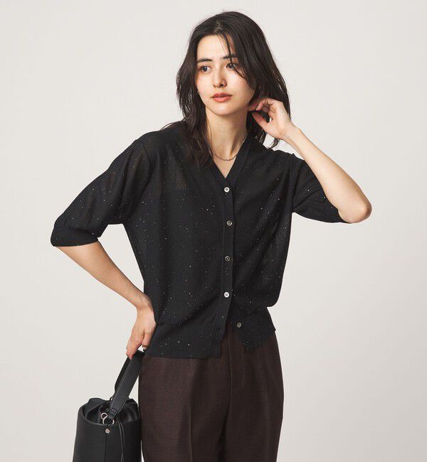 UNITED ARROWS green label relaxing「スパンコール ラメ Vネック ニット カーディガン」|カーディガン|
