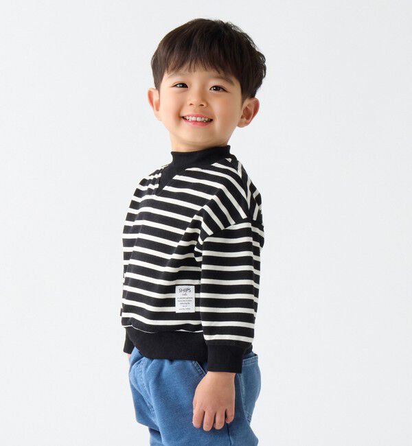 SHIPS Colors 「SHIPS Colors:80～130cm / ミニ裏毛 ボーダー モックネック トップス」|Tシャツ・カットソー|