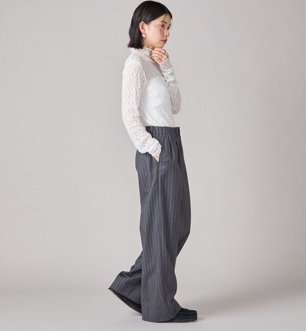 SHIPS for women「SHIPS NINE CASE:〈手洗い可能〉シアー レース ハイネック プルオーバー」|Tシャツ・カットソー|