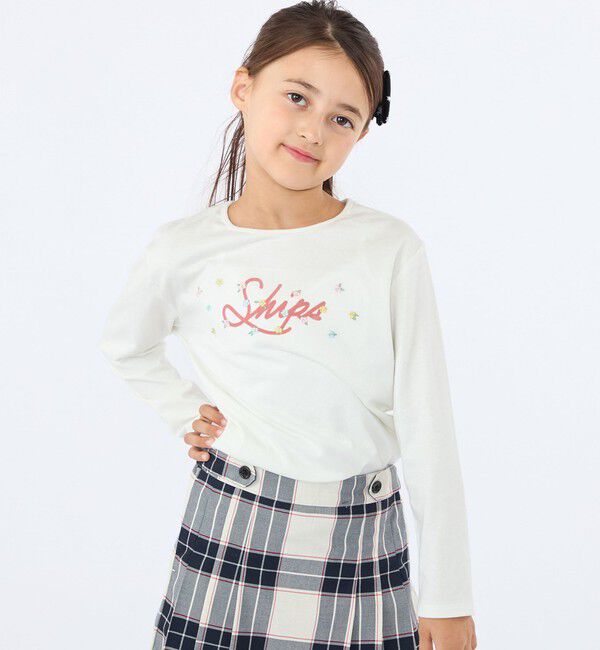 SHIPS KIDS「SHIPS KIDS:100～130cm /フラワー ロゴ ロングスリーブ Tシャツ」|Tシャツ・カットソー|
