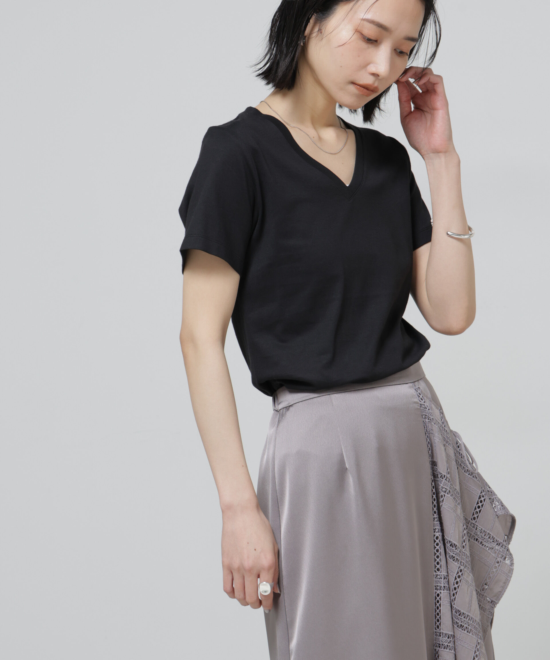 NANO universe「〈追加〉Anti Soaked(R) 汗染み防止VネックTシャツ」|Tシャツ・カットソー|