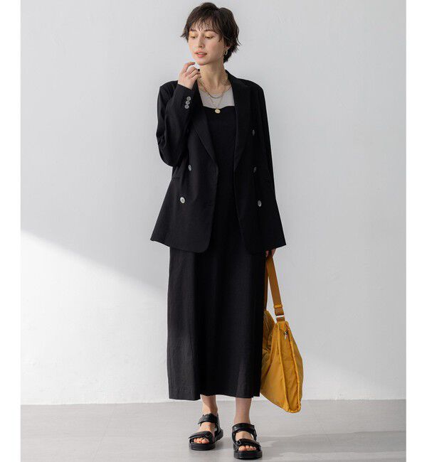 23区「【洗える】リネンレーヨンストレッチ  Iライン キャミソール ワンピース」|ワンピース|