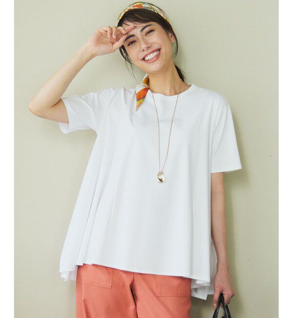 23区「【GLOW6月号掲載/汗じみ防止】スムースデザイン フレア  Tシャツ」|Tシャツ・カットソー|ホワイト系
