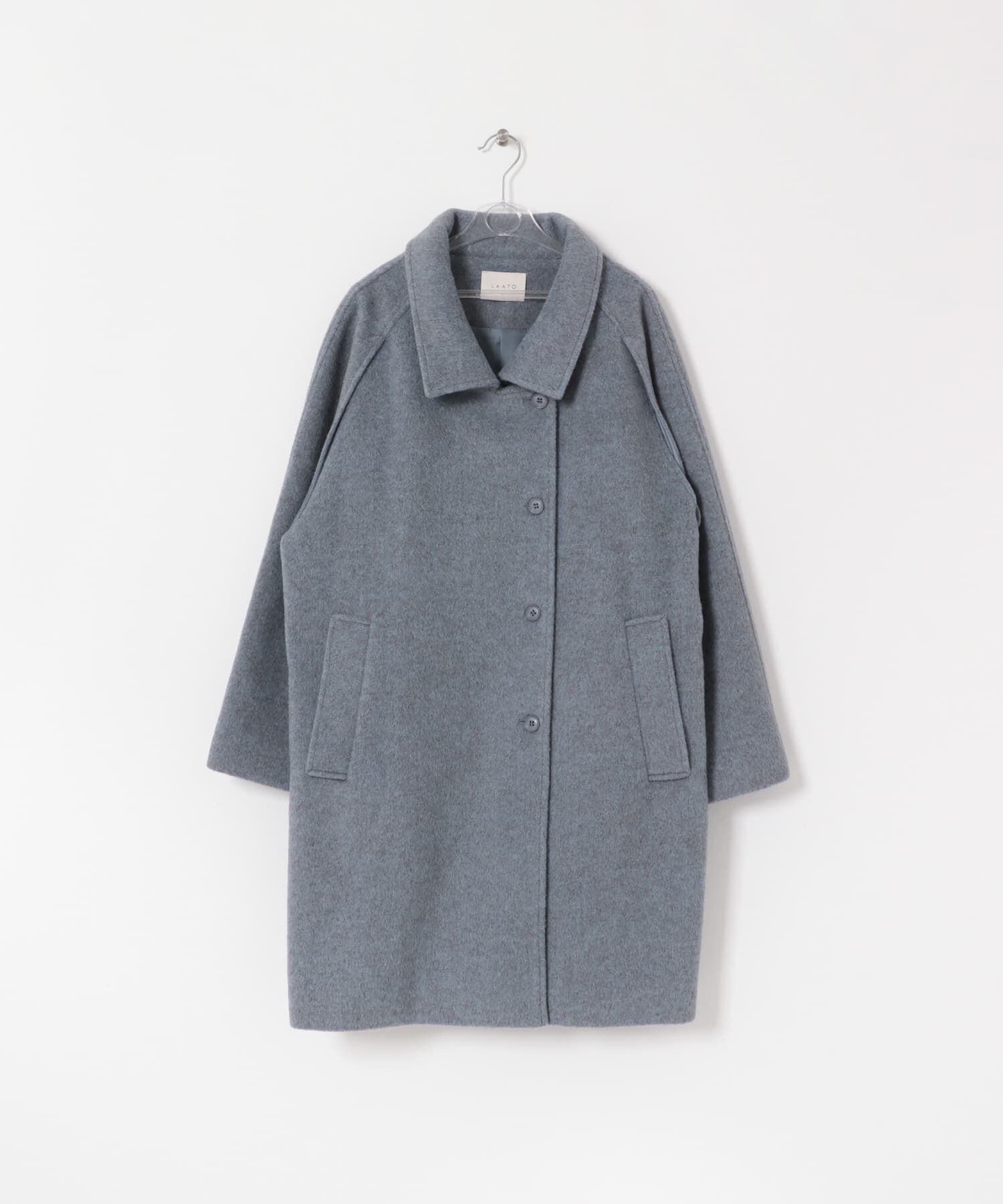 LAATO「balmacaan coat」|ステンカラーコート|ライトブルー