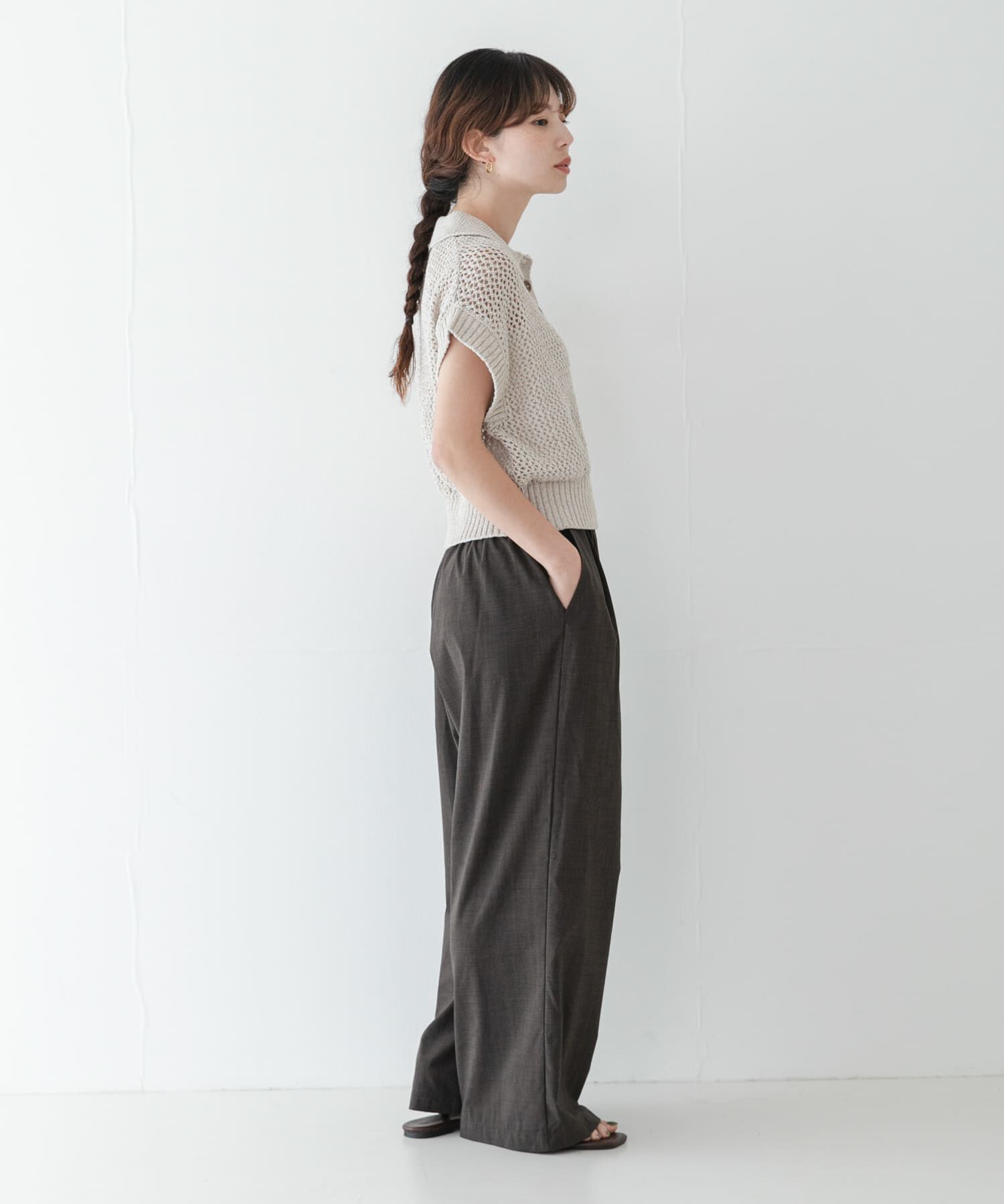 Sonny Label 「襟付きメッシュニットプルオーバー」|ニット・セーター|