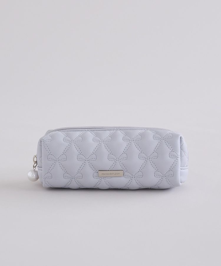 Maison de FLEUR「リボンキルティングロングポーチ」|ポーチ|グレイッシュブルー