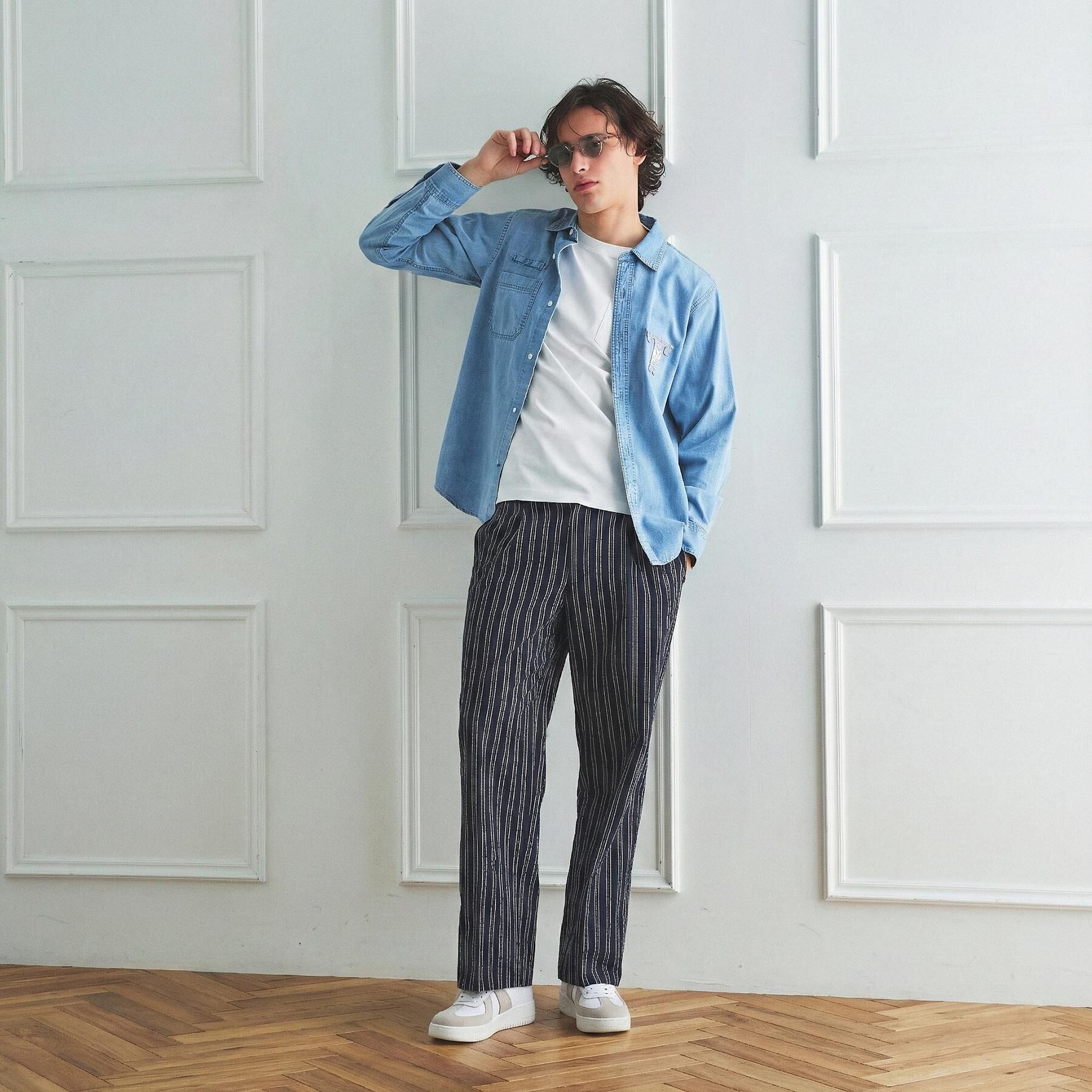 BOWLER HAT LABEL】サッカーストライプ イージーワイドパンツ（TAKEO