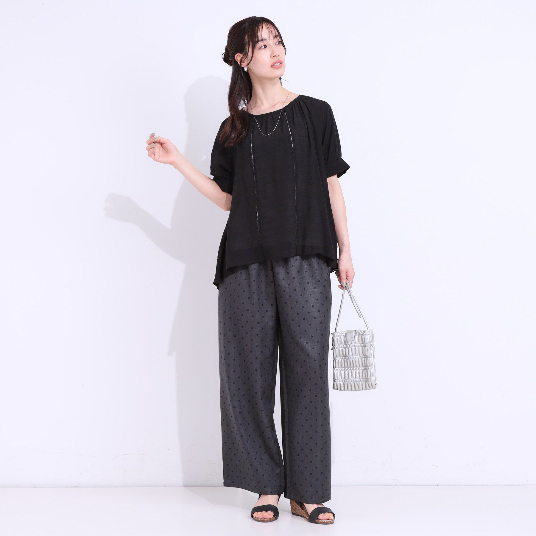 SHOO･LA･RUE「【S-LL/2点セット】インせず着られる はしごレース5分袖ブラウス」|シャツ・ブラウス|