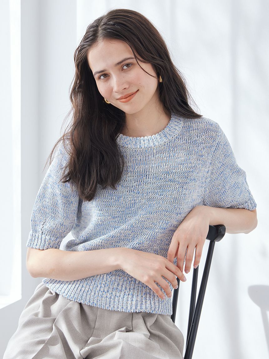 Mila Owen「ミックスヤーンハーフスリーブニット」|ニット・セーター|
