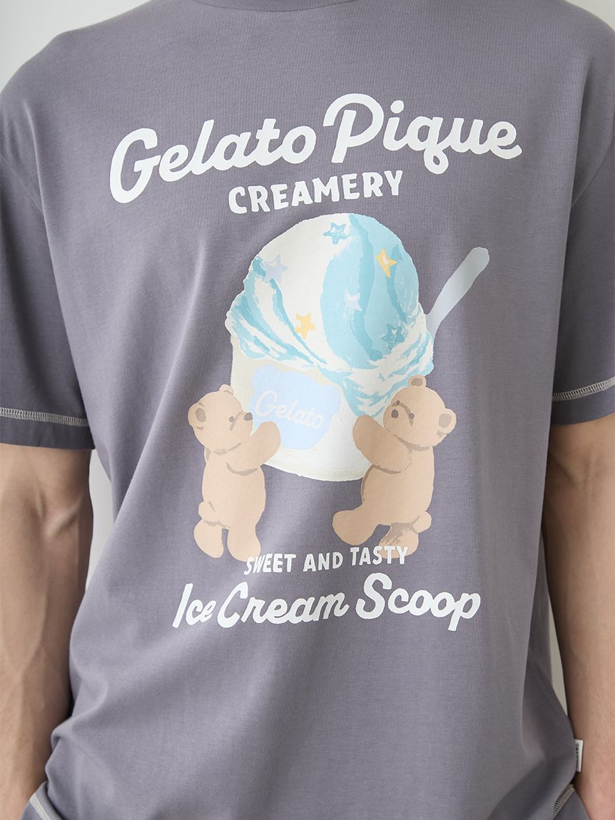 GELATO PIQUE HOMME「【HOMME】【接触冷感】アイスクリームベアワンポイントTシャツ」|ルームウェア|