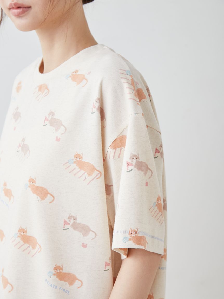 gelato pique「シーサイドキャット柄Tシャツ」|ルームウェア|