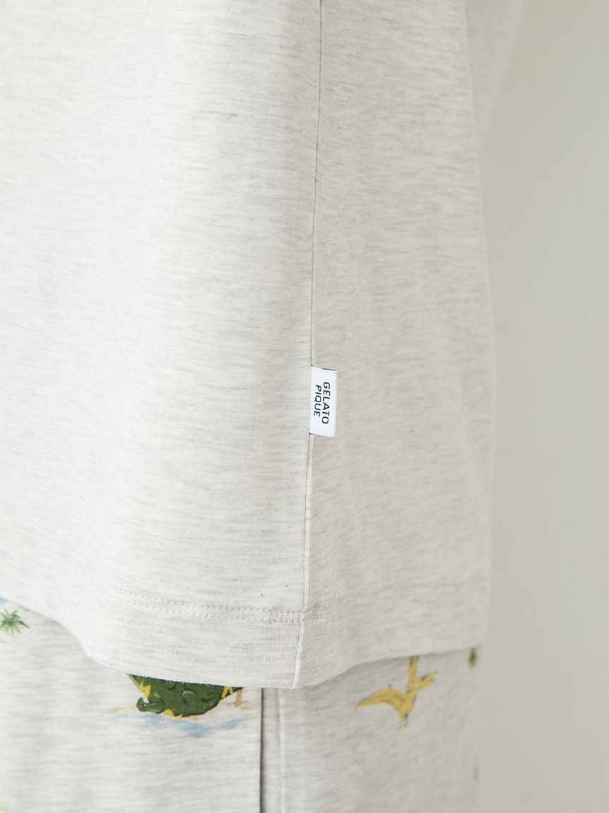 GELATO PIQUE HOMME「【HOMME】【接触冷感】スリーピングダイナソーワンポイントTシャツ」|ルームウェア|