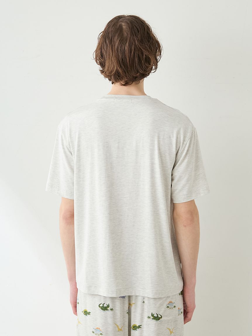 GELATO PIQUE HOMME「【HOMME】【接触冷感】スリーピングダイナソーワンポイントTシャツ」|ルームウェア|