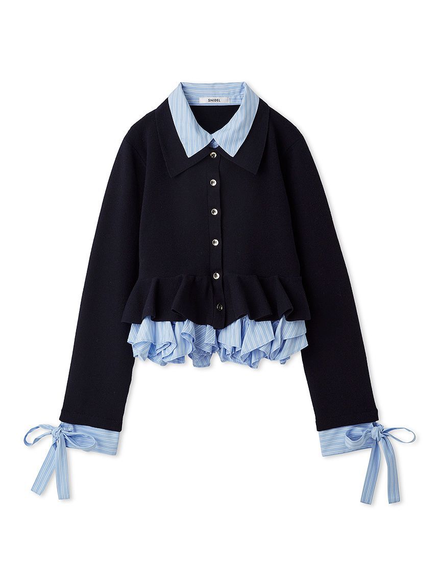SNIDEL「【多色展開】ボリュームフリルペプラムカーディガン」|カーディガン|NVY