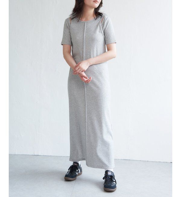 VENCE share style「リブカットソーレイヤード風ワンピース」|ワンピース|